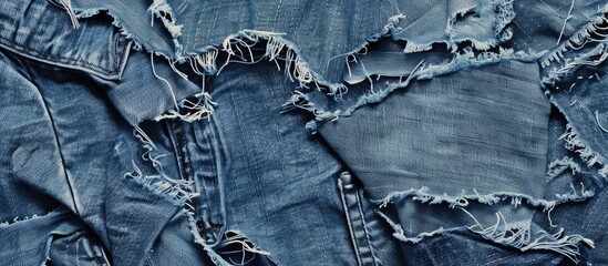 Aufkleber - Torn denim texture featured in jeans with copy space image.