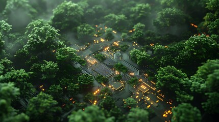 Wall Mural - enchanted circuit: a technological wonderland in the heart of nature