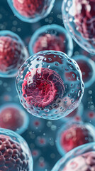 Wall Mural - 3d rendering of Human cell or Embryonic stem cell microscope background.