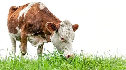 Wall Mural - Close-up of a cow eating grass