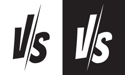 White and black versus vs icon, black and white  versus letter, black and white vs icon. EPS 10