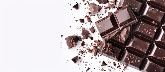 Poster - Rich, decadent dark chocolate with a hint of bitterness on a white background with ample copy space image.