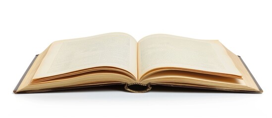 Fototapete - An open book diary featuring empty pages against a white backdrop, ideal as a copy space image.
