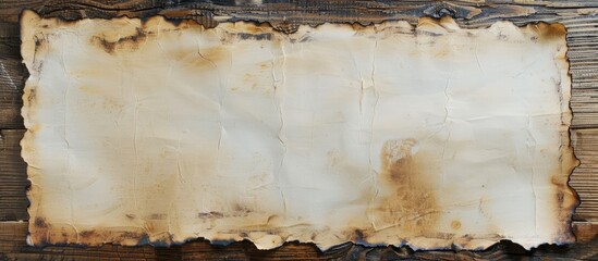 Wall Mural - White vintage paper page with burnt edges, providing copy space image.