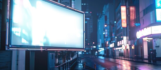 Fototapete - Empty billboard for outdoor advertising with copy space image at night for advertisements.