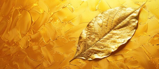 Aufkleber - Background with a shiny gold foil texture resembling a yellow leaf, providing copy space image.