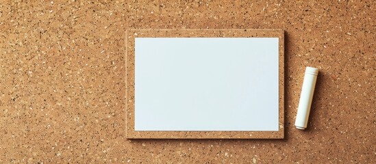 Sticker - Cork board mockup with a white memo stick for copy space image.