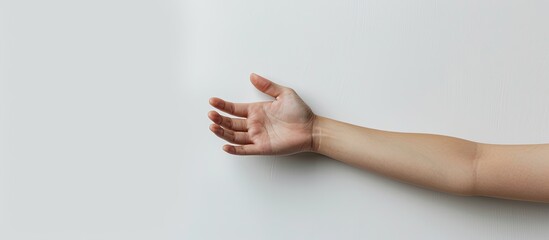 Aufkleber - A close-up image of a female hand on a white background with copy space image.