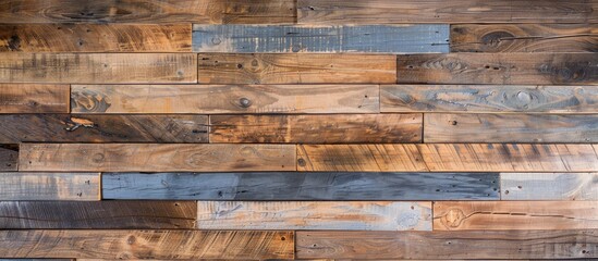 Wall Mural - An aged natural pattern on wooden boards creates a rustic wood texture background on the floor or wall, ideal for a copy space image.