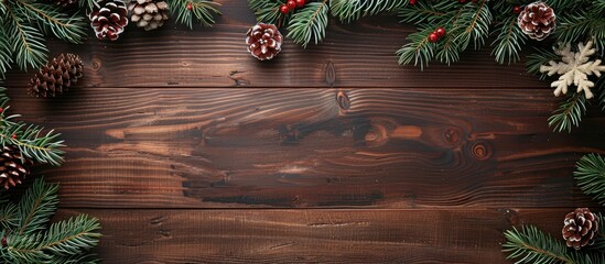 Fototapete - Wood background with copy space image for text, perfect for wishing a Merry Christmas and a Happy New Year during the winter season.