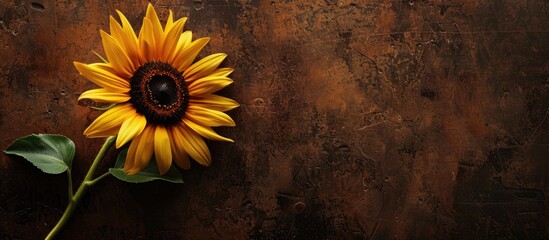 Poster - Background and texture featuring a small sunflower, with space for copy in the image.