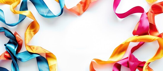 Aufkleber - Vivid ribbon positioned towards the bottom of the image on a white background with ample copy space.