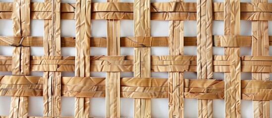 Aufkleber - White background with a bamboo woven basket texture, including space for additional images.