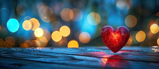 Fototapete - Ideal for celebrations, a heart-shaped light blur in the background with plenty of copy space image available.