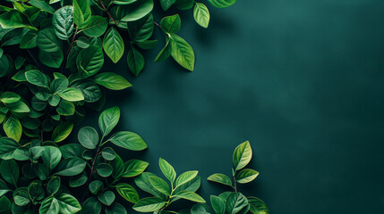 Wall Mural - A green leafy background with a few leaves on it