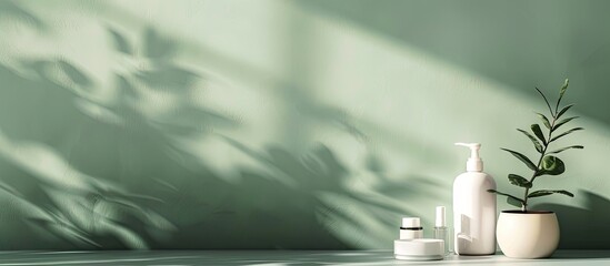 Leinwandbilder - A neutral-toned studio backdrop, ideal for showcasing beauty and skincare items in online product listings with copy space image.