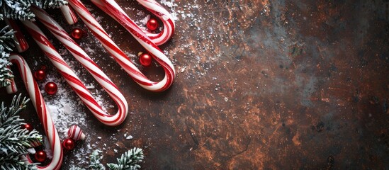 Aufkleber - Festive Christmas backdrop featuring a border of candy canes, with ample copy space image.