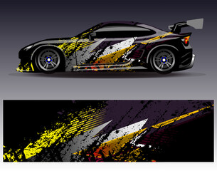 Wall Mural - Car wrap design vector. Graphic abstract stripe racing background designs for vehicle, rally, race, adventure and car racing livery