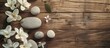 © Ilgun - Gorgeous spa arrangement displayed on a wooden surface with empty space for text or graphics in the picture. Copy space image. Place for adding text and design