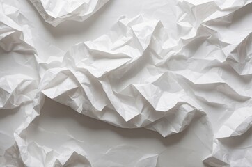 Sticker - Close-up shot of crumpled white paper showcasing texture and abstract patterns background