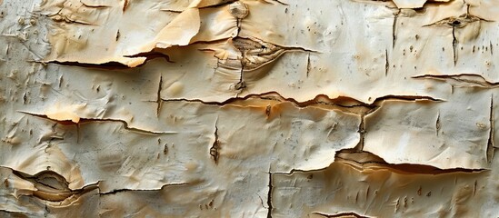 Wall Mural - Close-up of a natural background resembling paper with a birch bark texture, showcasing a copy space image.