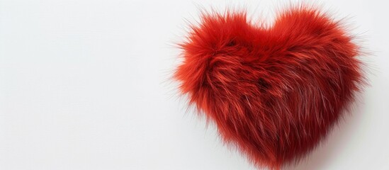 Wall Mural - heart made of red fur against a white backdrop, symbolizing love; perfect for a copy space image.