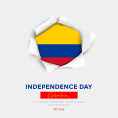 Wall Mural - happy Independence day Colombia July 20 greetings. abstract vector illustration design. Template for Poster, Banner, Advertising, Greeting Card or Print Design Element