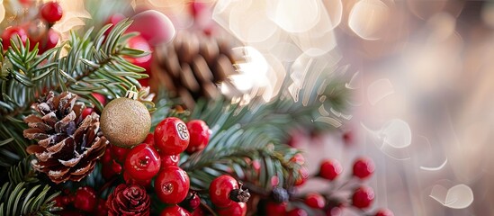 Wall Mural - A Christmas-themed close-up photograph with empty space for text or graphics. image with copy space