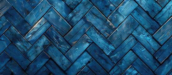 Poster - A texture resembling blue wooden parquet with a copyspace image.