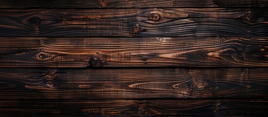Poster - Dark wooden background with a brown wood texture on a natural wood table top, ideal for a copy space image.