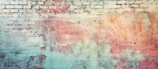 Fototapete - Abstract background with a soft-colored brick-patterned concrete wall texture offering ample copy space image.
