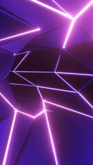 Wall Mural - curved tunnel with geometric walls. design. cybernetic spatial fracture with moving geometric elemen