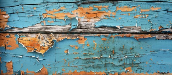 Poster - An old wooden background showing cracked and peeling paint, perfect for adding text or graphics in the copy space image.