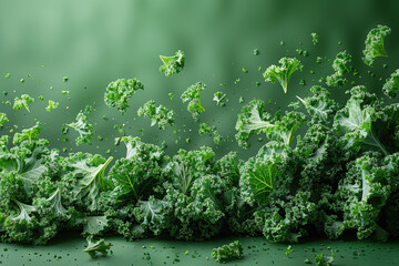 Kale Leaves on Pastel Green Background