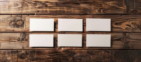 Poster - A creative set of mockup templates for visit cards displayed on a wooden background with copy space image.