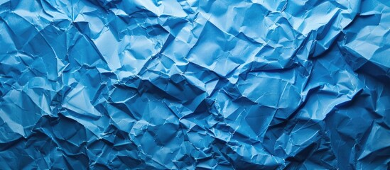 Poster - Blue crumpled paper with copy space image.