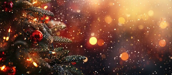 Poster - Festive background featuring a Christmas tree with copy space image.