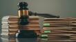 © HelenP - The gavel with documents stack