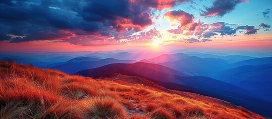 Wall Mural - Sunset over Mountain Ranges