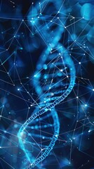 A digital art representation of a DNA helix with a network pattern