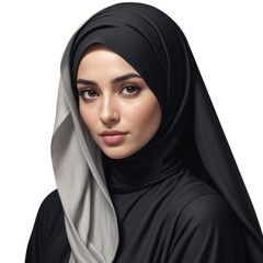 Saudi woman in hijab and traditional formal Abaya on Isolated transparent background png. generated with AI