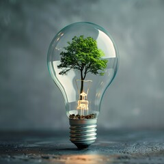 Wall Mural - Organic Idea Flourishing Inside a Light Bulb Symbolizing Innovation and Sustainable Solutions