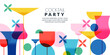 © Qualit Design - Cocktails party horizontal banner, poster, flyer template. Vector flat illustration. Abstract geometric color design. Alcoholic, non-alcoholic drinks cocktail menu, bar elements on white background