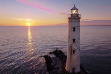 Wall Mural - lighthouse at sunset