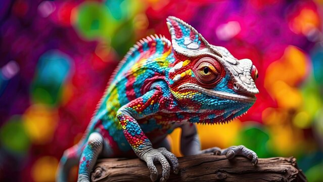 Colorful Chameleon on a vibrant background