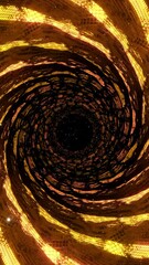 Wall Mural - fly through mirror tunnel with technological pattern. design. 3d corridor with glowing lights.