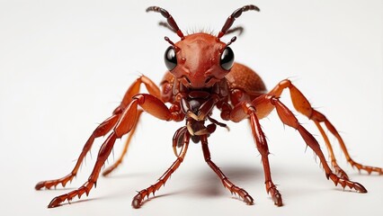 Wall Mural - An intricate drawing of a terrifying Fire Ant with its six legs, two antennae, and two mandibles displayed against a strong white background.