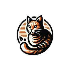 Wall Mural - orange Cat vector logo design icon black and white silhouette