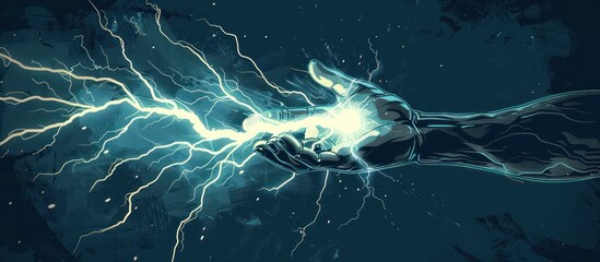 Wall Mural - A hand is shown with a lightning bolt in the middle of it