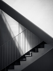 Fototapete - Stair step cement wall lighting shade shadow Architecture details